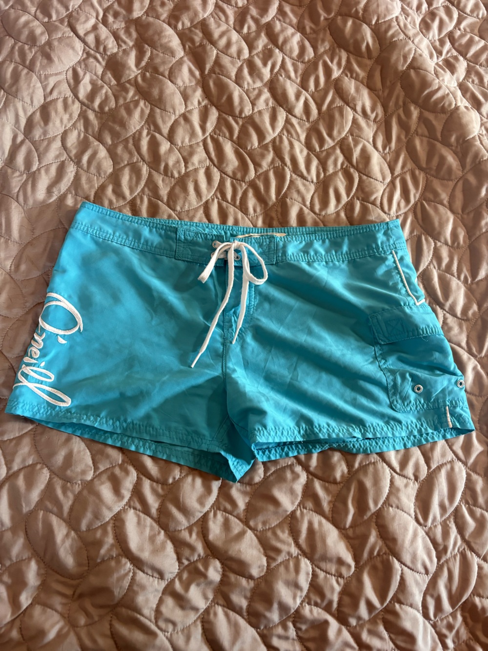 O'Neill Teal Swim Trunks with White Drawstring
